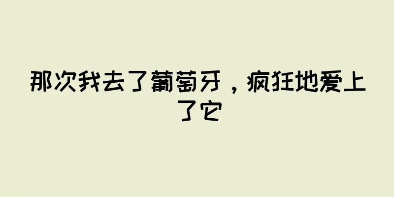 那次我去了葡萄牙，疯狂地爱上了它